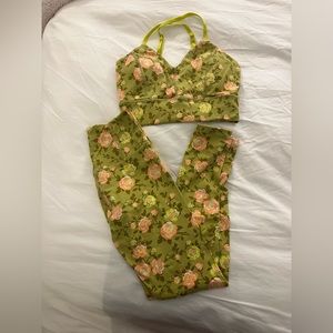 Popflex corset legging and plié sports bralette in green rose